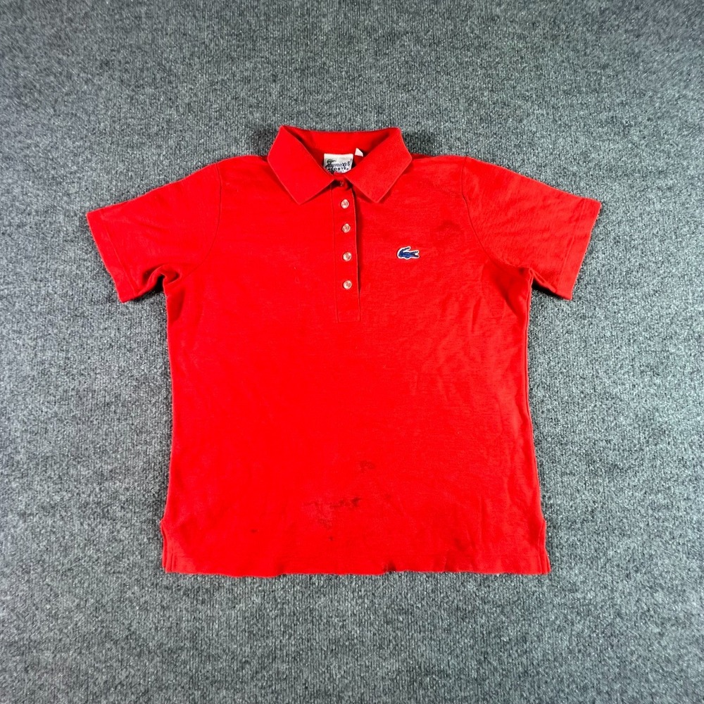 Vintage 1960s-70s Haymaker Lacoste Polo Shirt Mens 40 Red Polyester Golf USA
